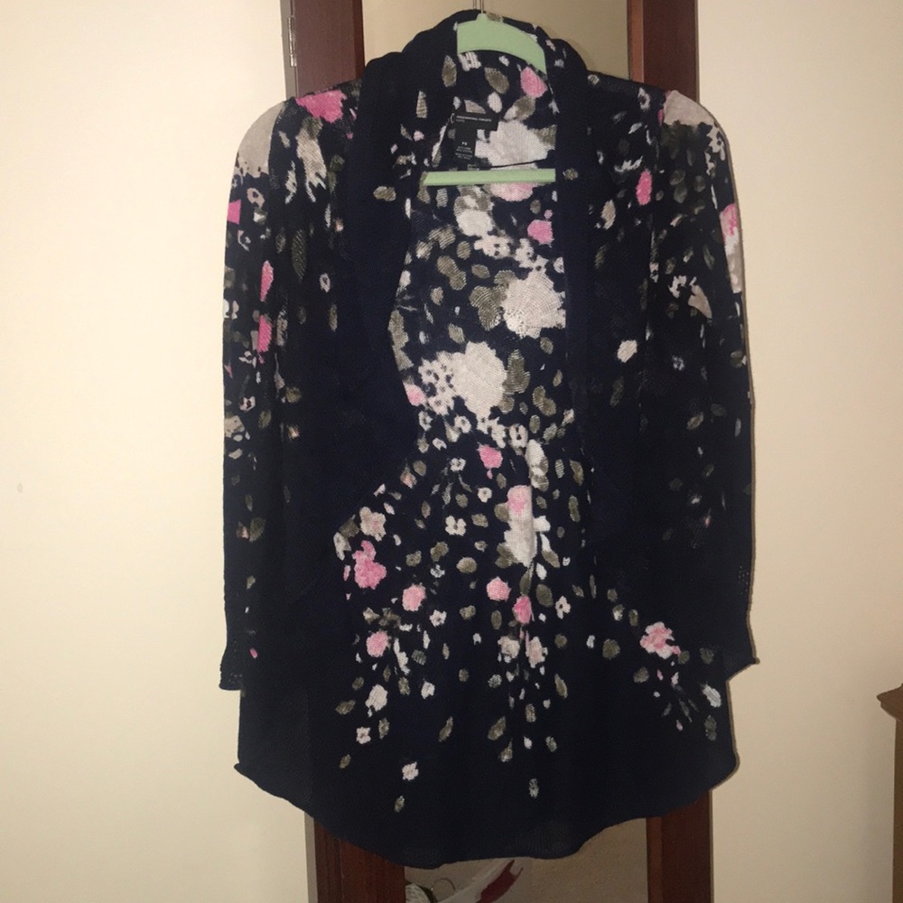 Blue with pink flower sweater